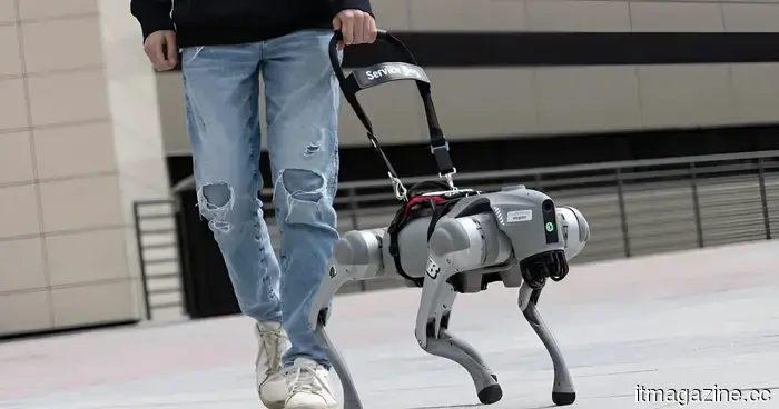 This robotic dog communicates using ChatGPT technology and assists individuals with visual impairments.