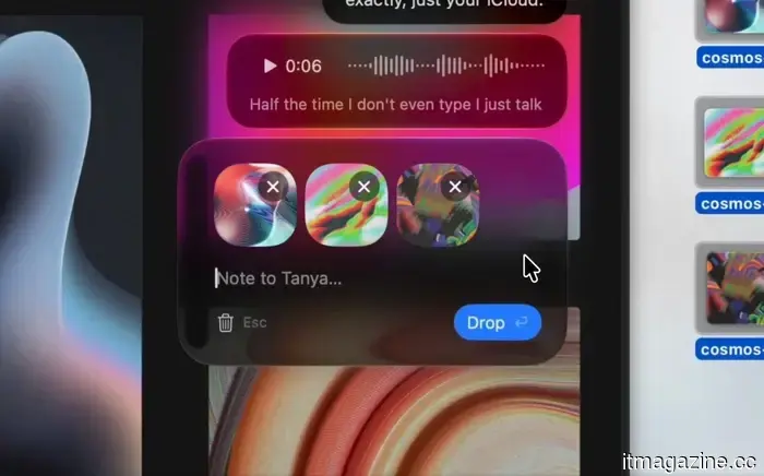 Hoy combina AirDrop, Loom y mensajes de voz en la barra de menú de Mac.