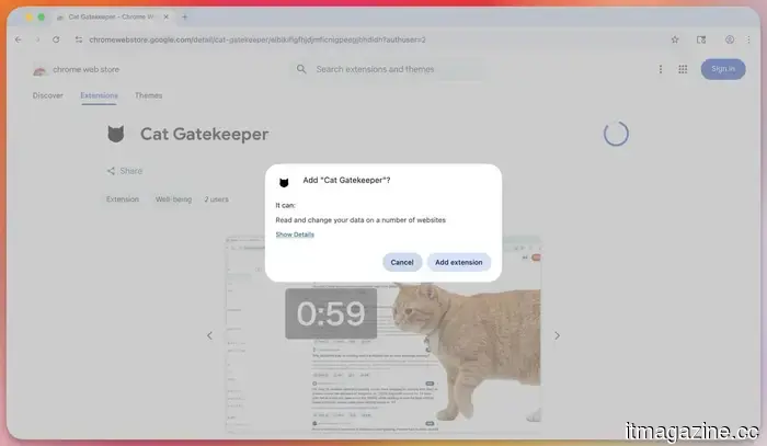 This Chrome extension allows a plump ginger cat to dominate your screen until you decide to take a break.