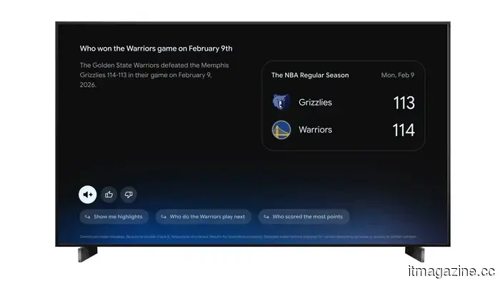 Гемини на Google TV теперь может отвечать на ваши вопросы, обучать концепциям и предоставлять спортивные сводки.