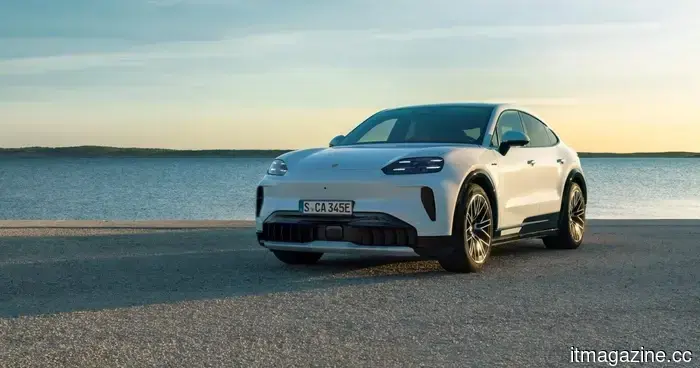 Porsche unveils an all-electric Cayenne Coupe featuring an impressive power enhancement.