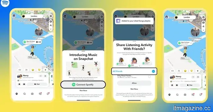Spotify se encuentra con Snap Map en la última actualización de Snapchat.