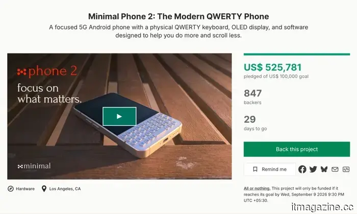 The Minimal Phone 2 features an AMOLED screen and 5G connectivity while still retaining its vintage appeal.