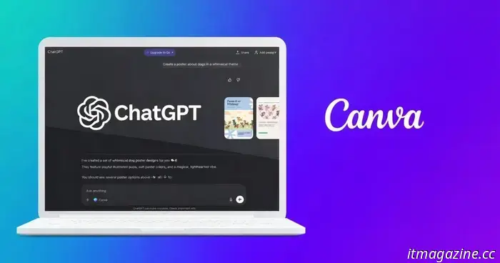 Canva now allows ChatGPT to generate designs that align with your brand's design and logo.