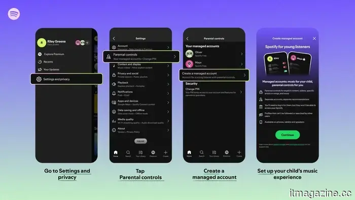 Your child can now obtain a free Spotify account that includes parental controls.