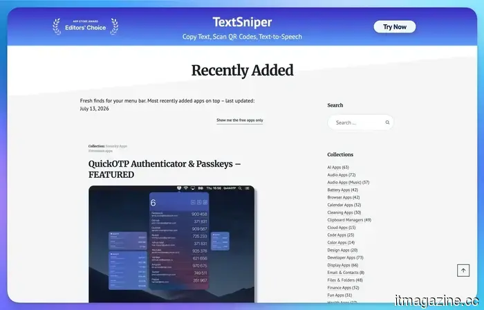 Questo sito è una miniera d'oro se ami le app della barra dei menu di Mac.