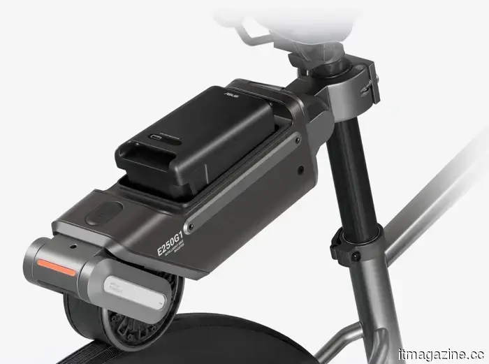 Asus created a compact e-bike conversion kit that can easily fit into a backpack.