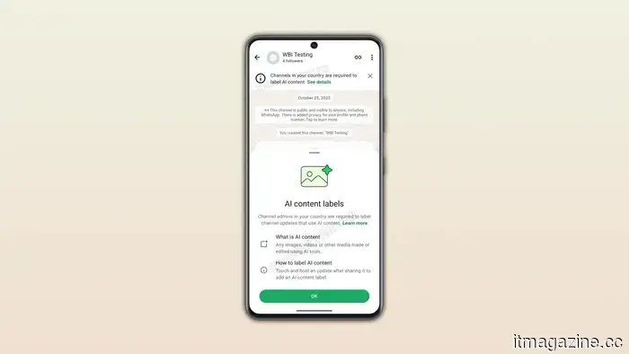 WhatsApp está facilitando a los administradores de canales etiquetar publicaciones generadas por IA.