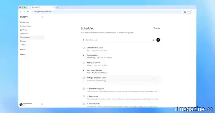 ChatGPT's updated Scheduled page consolidates all your automated tasks into a single location.